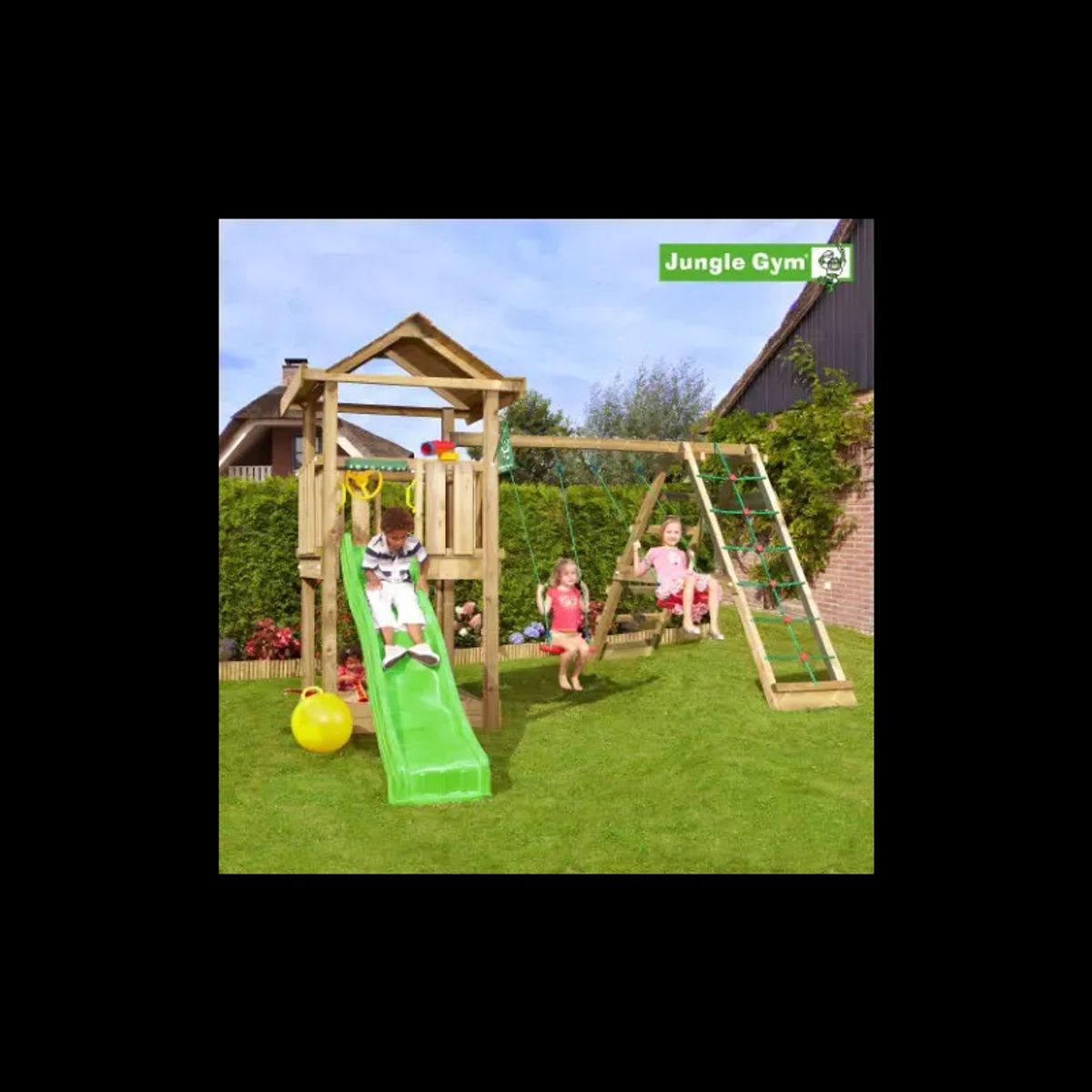 Jungle Gym House legetårn komplet inkl. climb module xtra og rutschebane - 804-312NCX