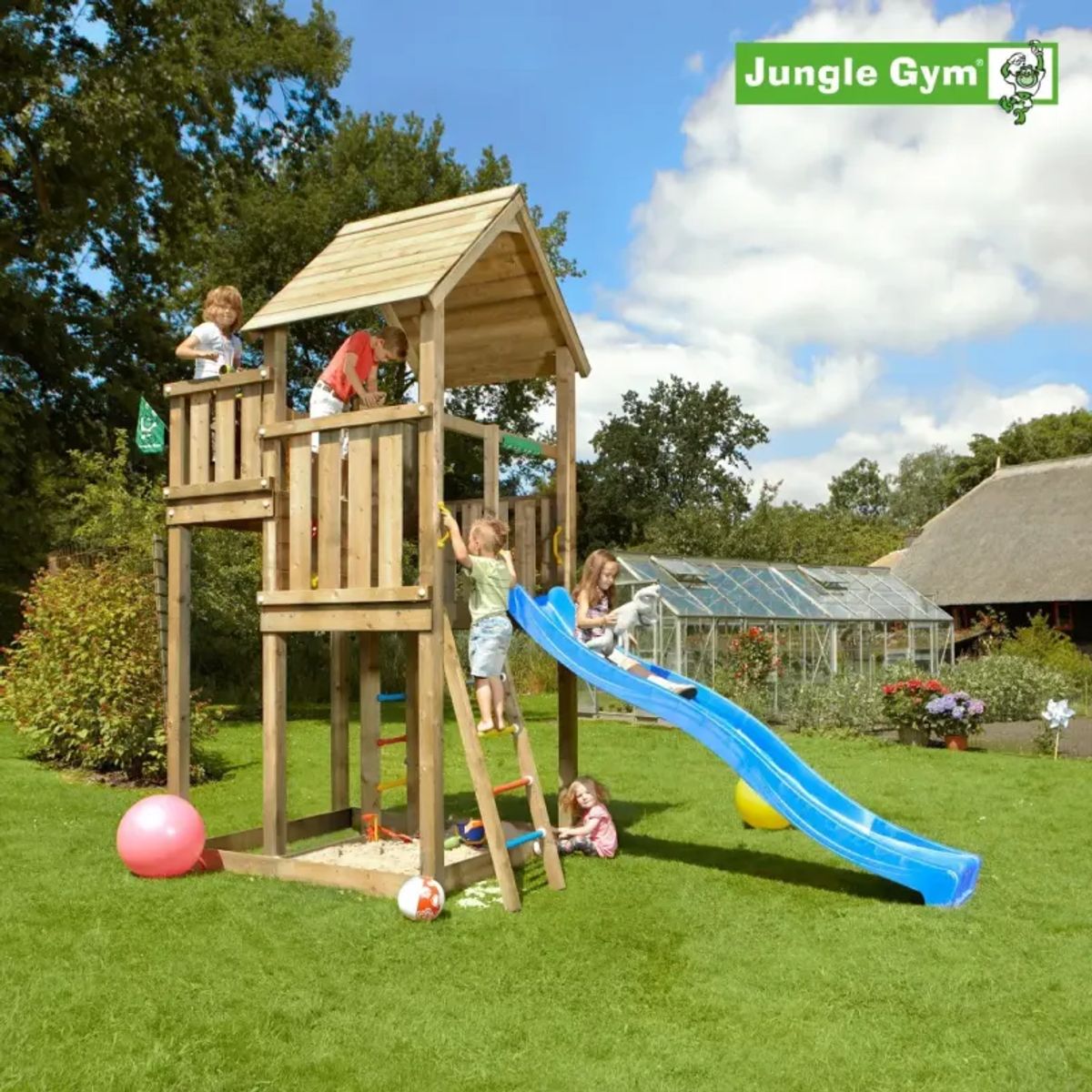 Jungle Gym Palace legetårn komplet inkl. rutschebane - 804-276