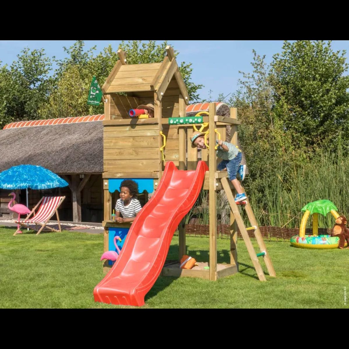 Jungle Gym Resort legetårn komplet inkl. rød rutschebane 804-087R