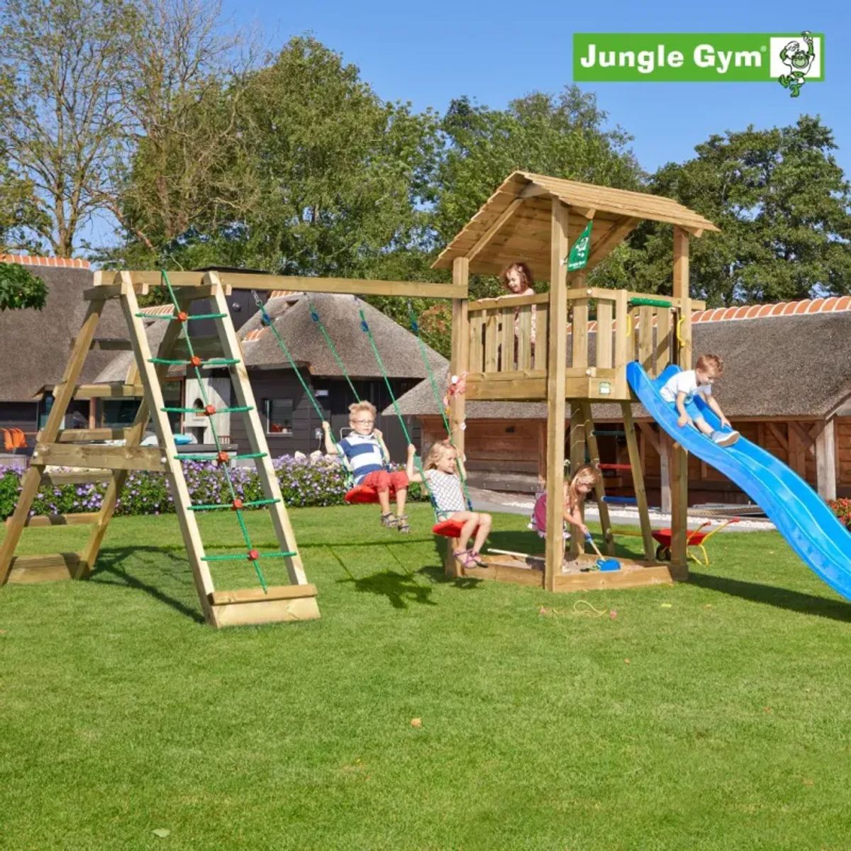 Jungle Gym Shelter legetårn komplet inkl. climb module xtra og rutschebane - 804-286CX