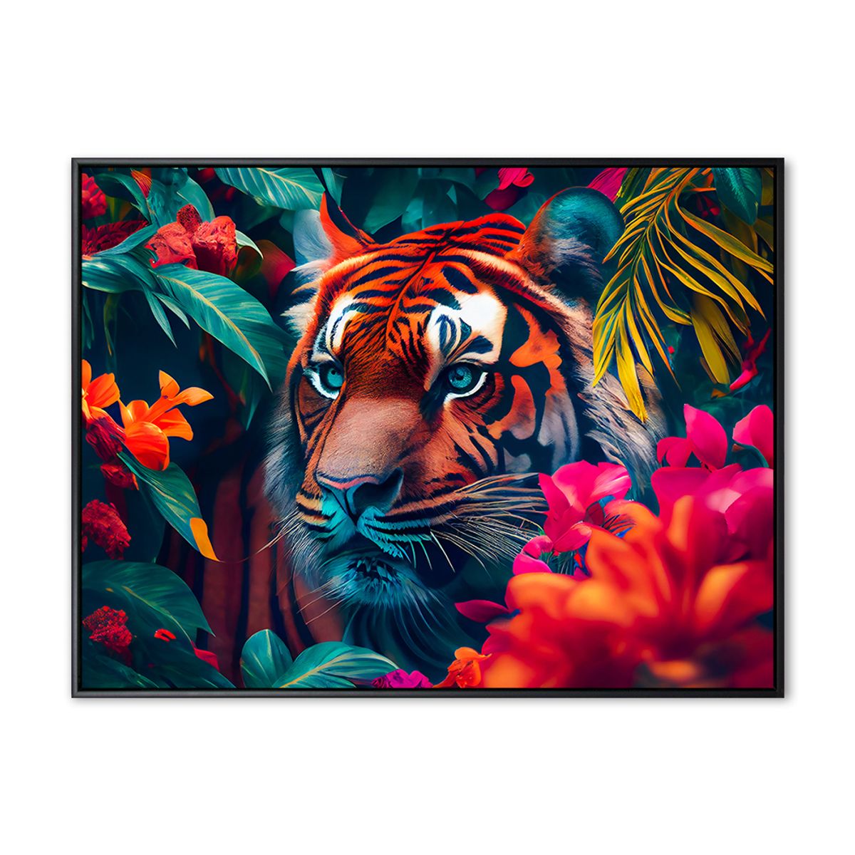 Jungle Tiger - 90x120 cm - Sort svæveramme