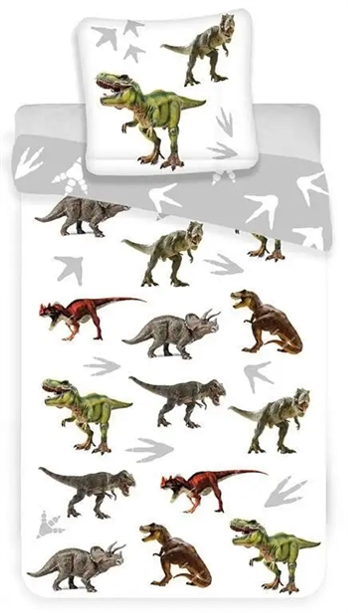 Junior sengetøj 100x140 cm - junior dinosaurer sengesæt - 2 i 1 design - 100% bomuld