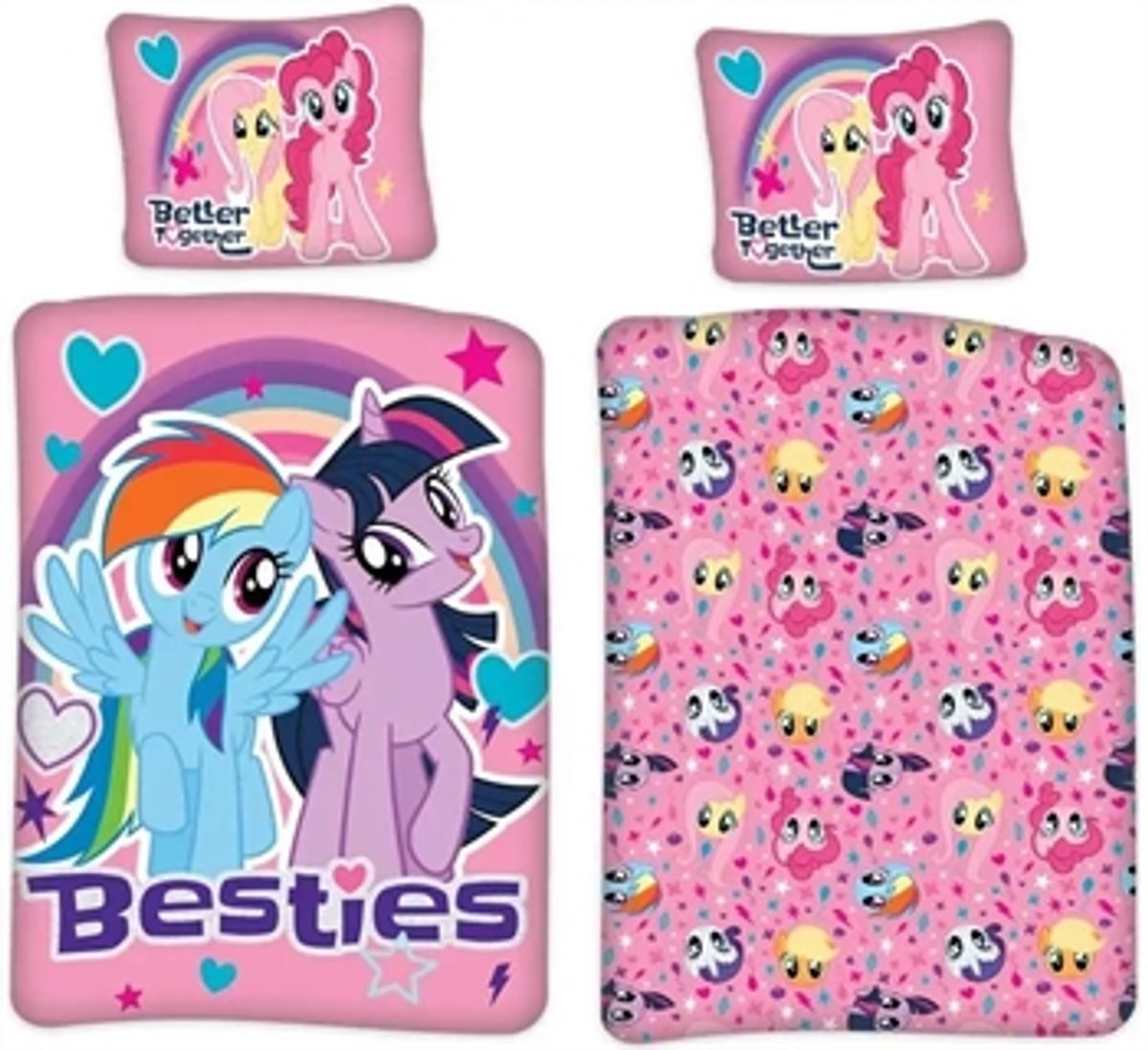 Junior sengetøj 100x140 cm - My Little Pony Besties - 2 i 1 design - 100% bomuld