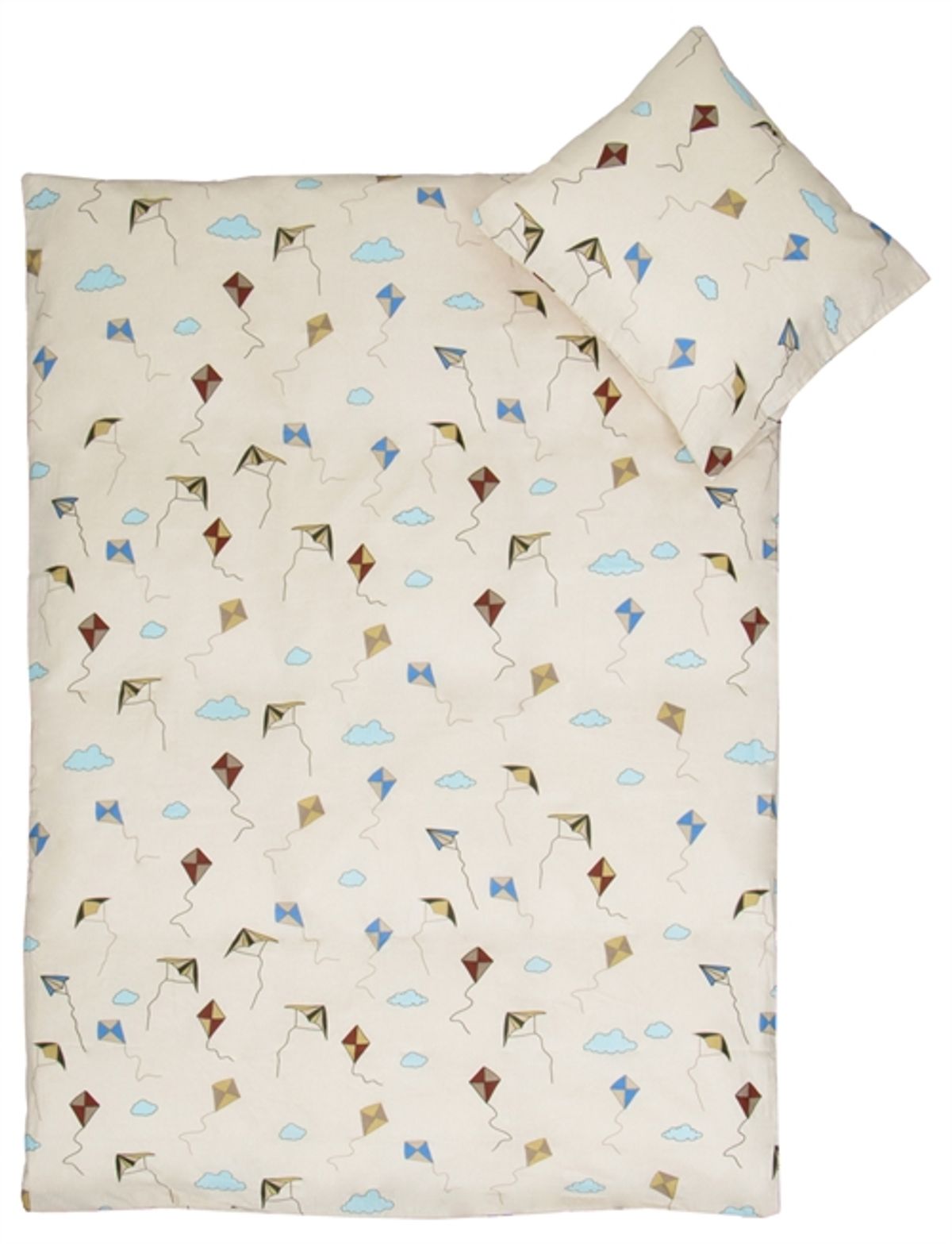 Juniorsengetøj 100x140 cm - Beige med dragefly - 100% bomulds sengesæt