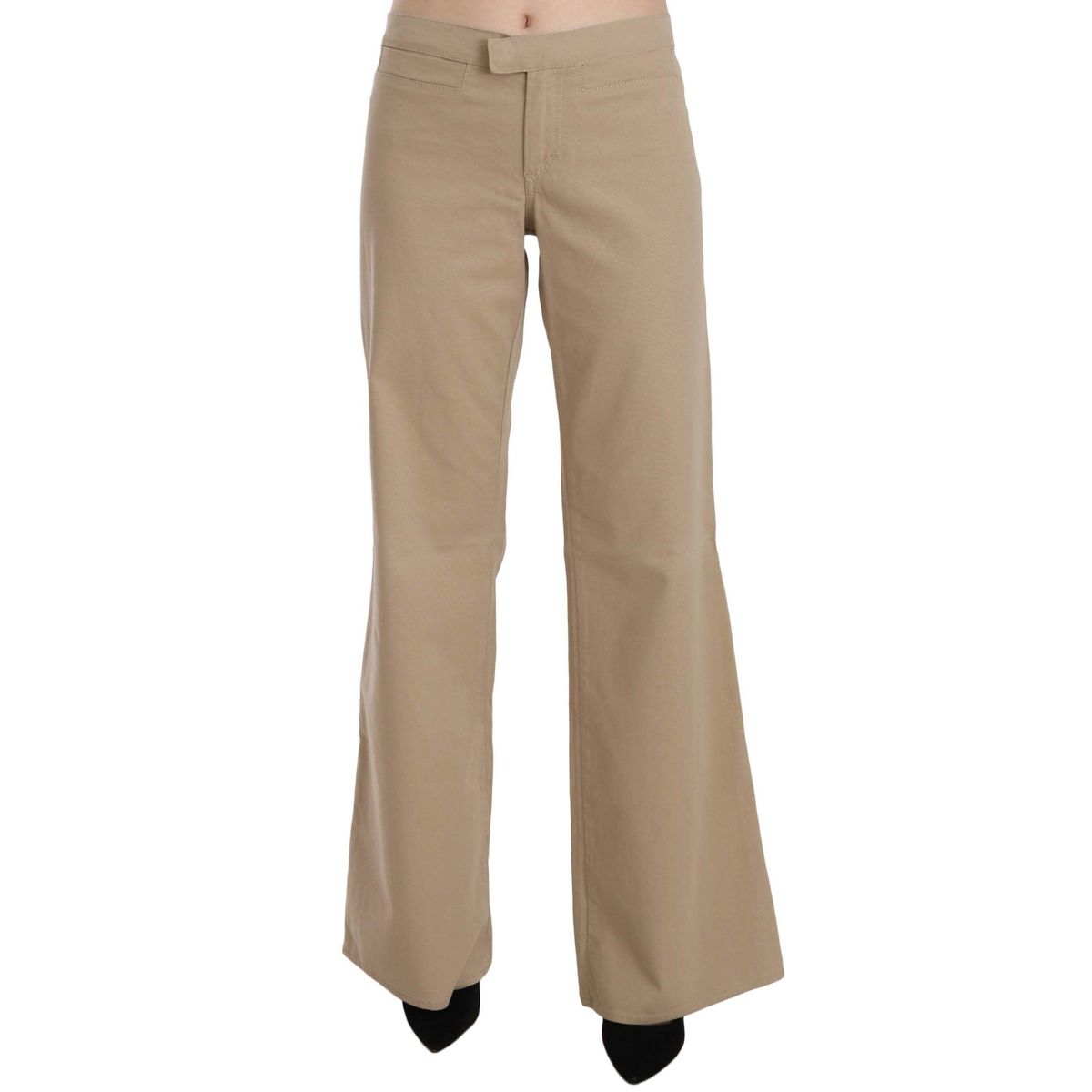 Just Cavalli Beige Mid Waist Flared Luxury Trousers