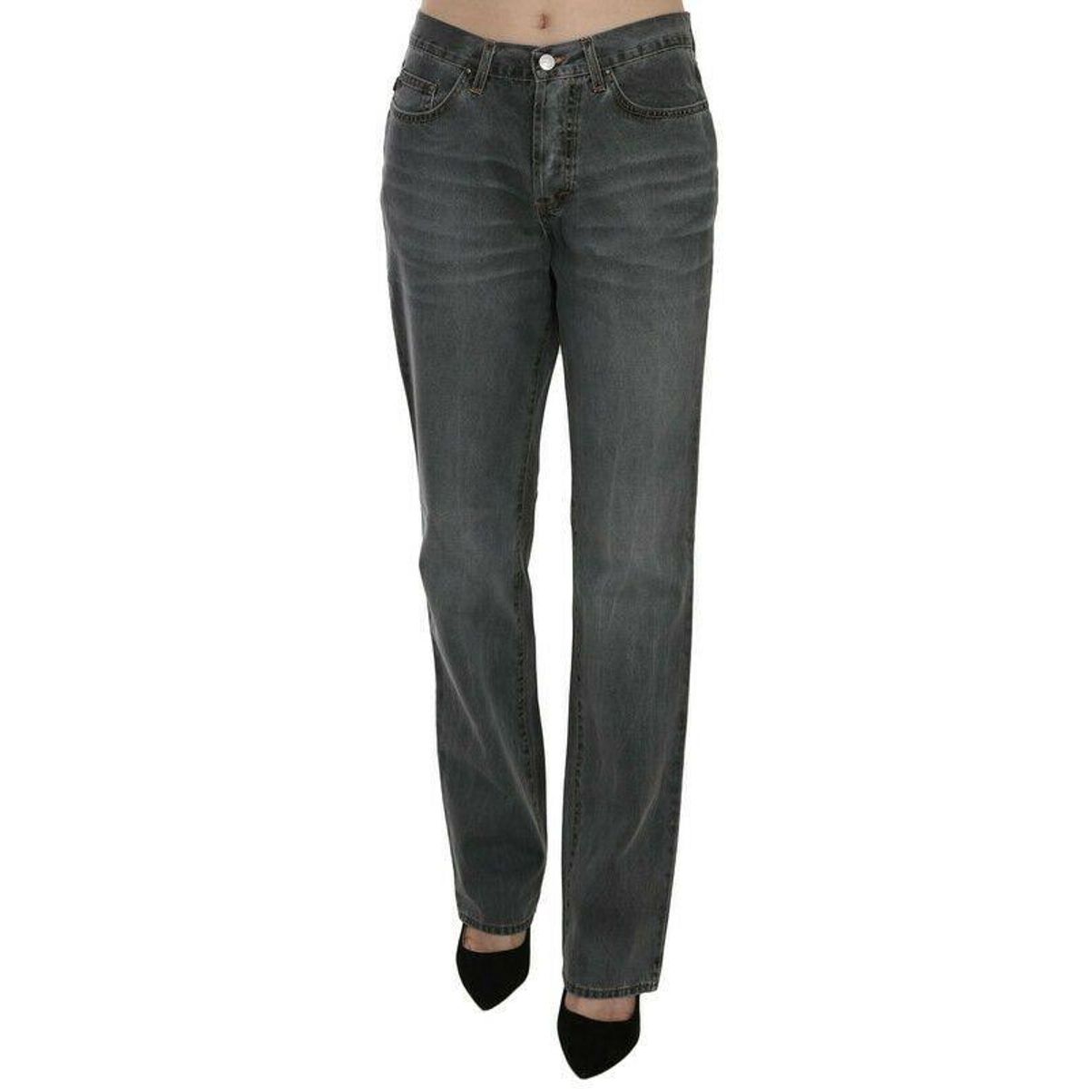 Just Cavalli Chic Gray Mid Waist Straight Leg Jeans