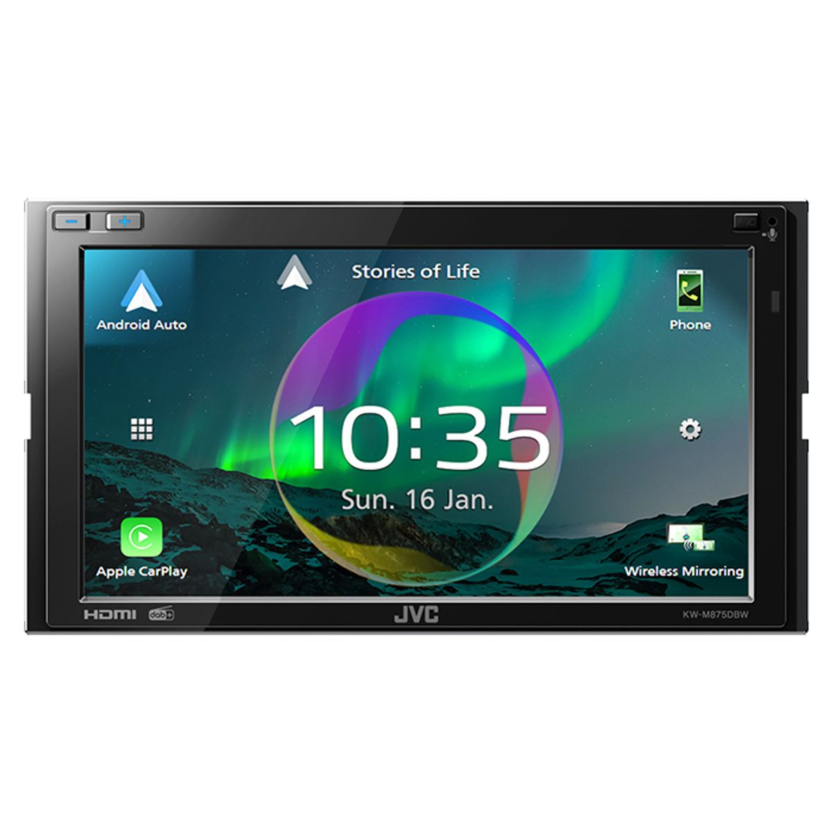 JVC KW-M875DBW 2-din radio trådløs CarPlay/Android Auto