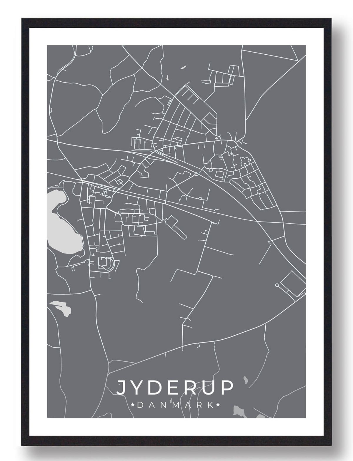 Jyderup by plakat - grå (Størrelse: L - 50x70cm (B2))