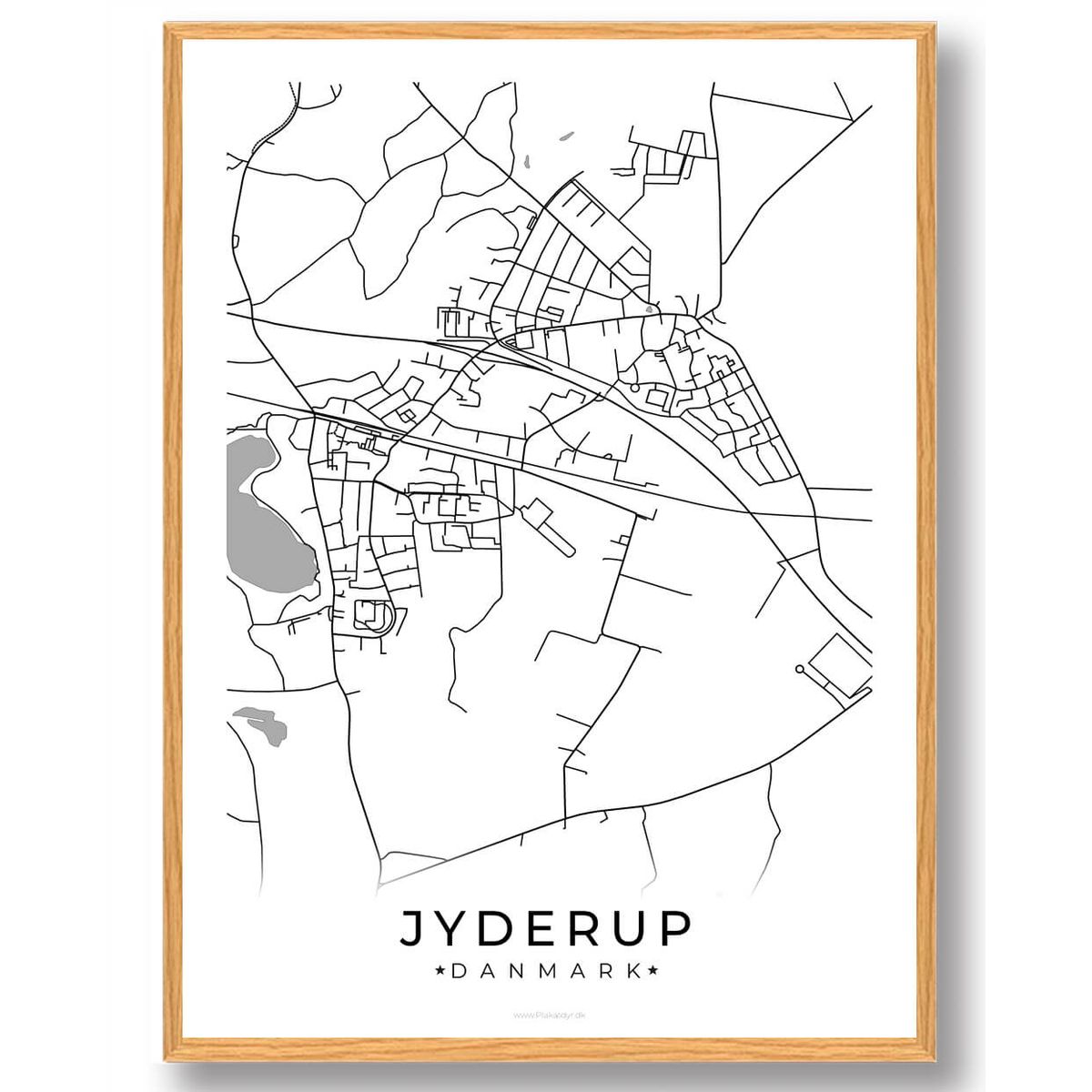 Jyderup by plakat - hvid (Størrelse: M - 30x40cm)