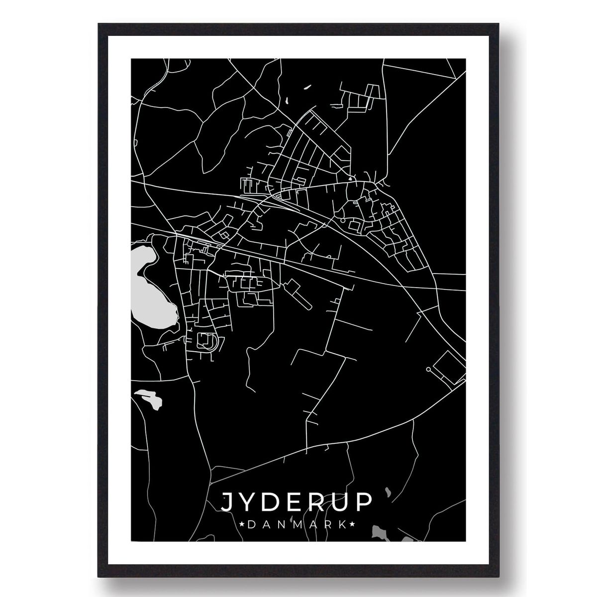 Jyderup by plakat - sort (Størrelse: L - 50x70cm (B2))