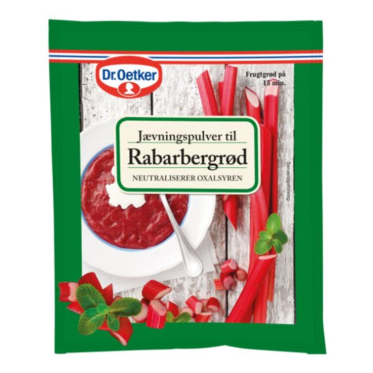 Jævningspulver til rabarbergrød - grøn 100 g - Dr. Oetker