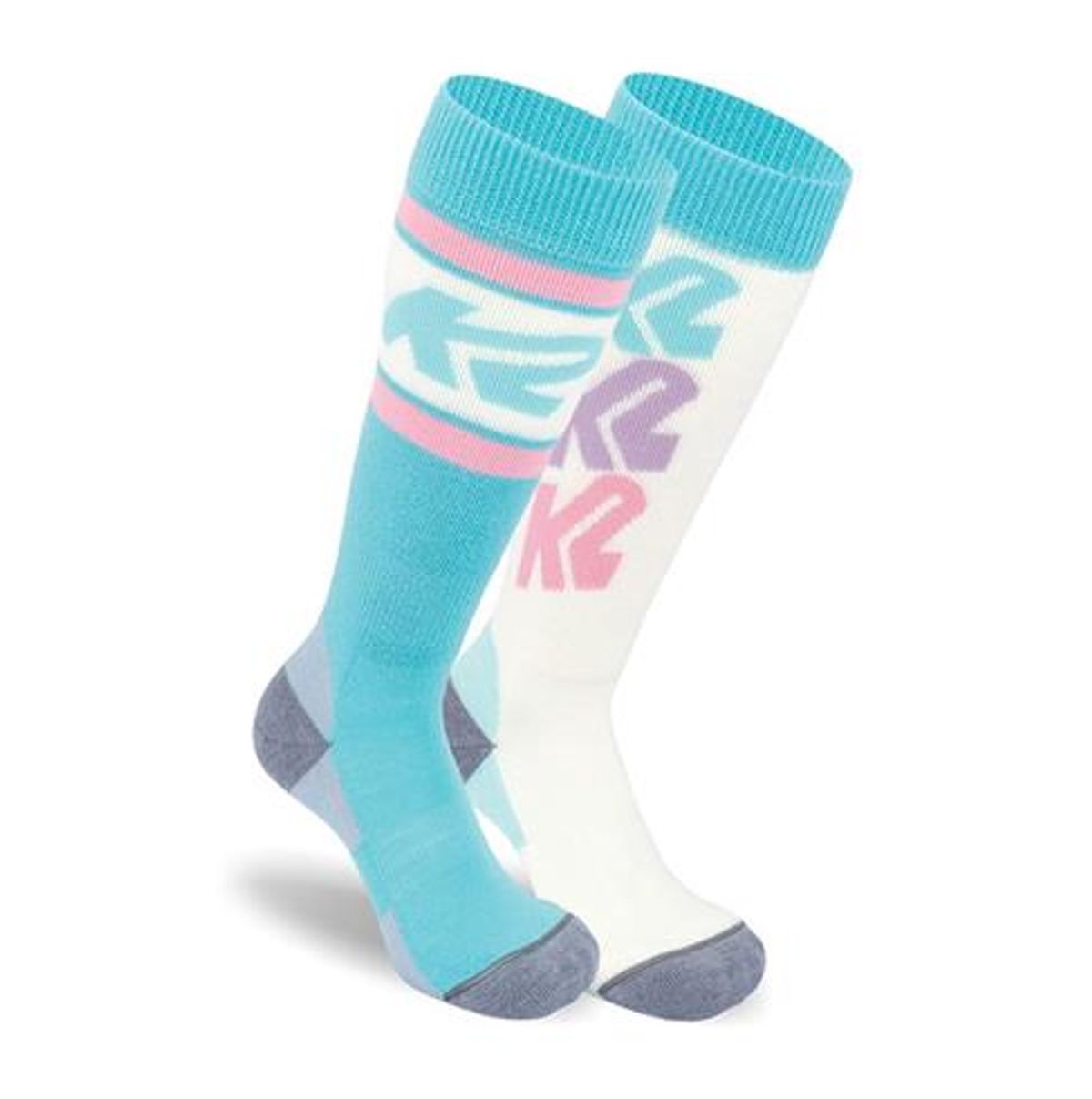 K2 - Skistrømper Børn (2 par), White + Aqua / 35-38