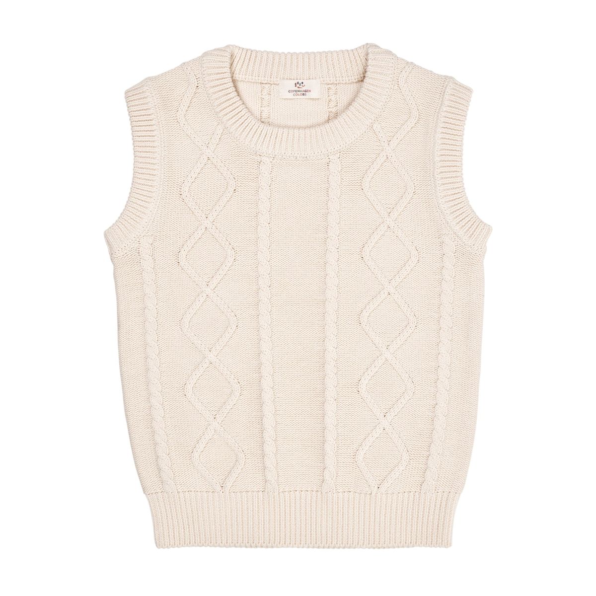 KABELSTRIKKET VEST - CREAM - CREAM / 92