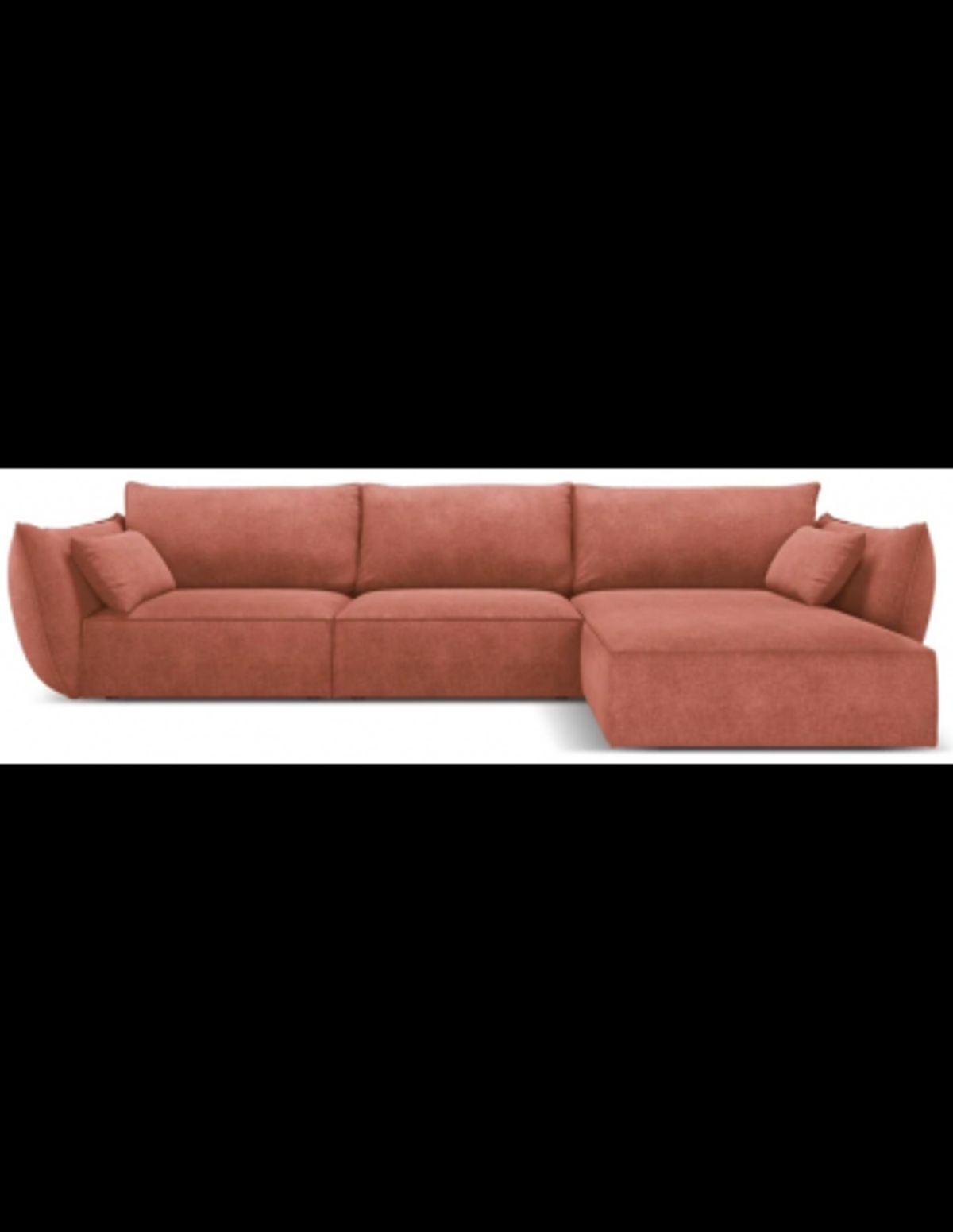 Kaelle højrevendt chaiselongsofa i chenille B308 x D171 cm - Terracotta