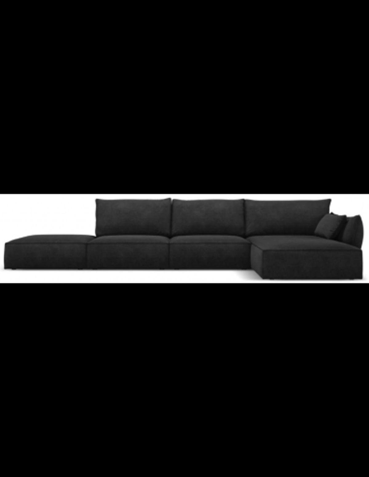 Kaelle højrevendt chaiselongsofa i chenille B386 x D166 cm - Sort