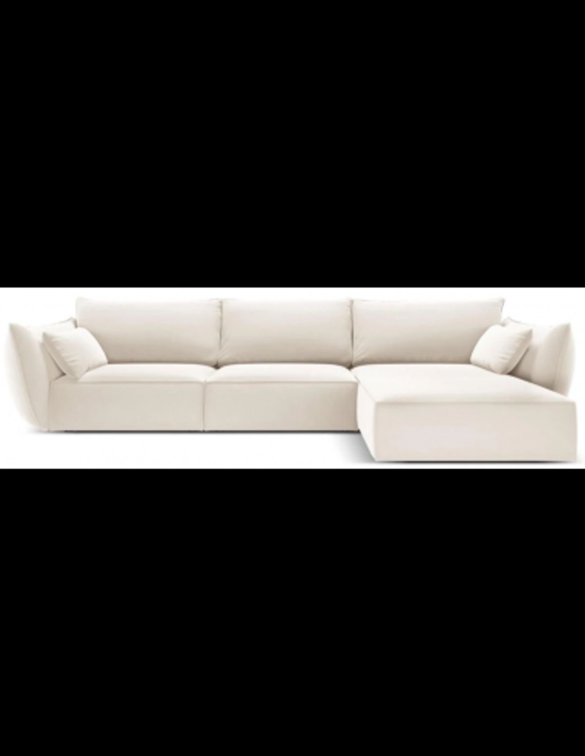 Kaelle højrevendt chaiselongsofa i velour B308 x D171 cm - Lys beige