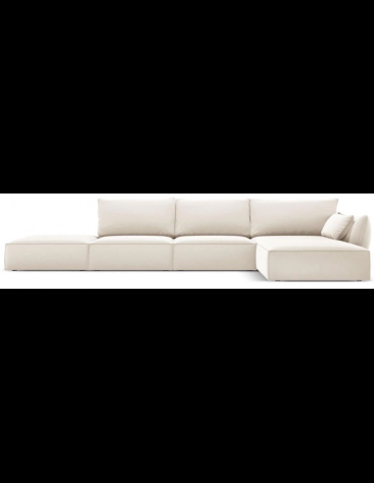 Kaelle højrevendt chaiselongsofa i velour B386 x D166 cm - Lys beige