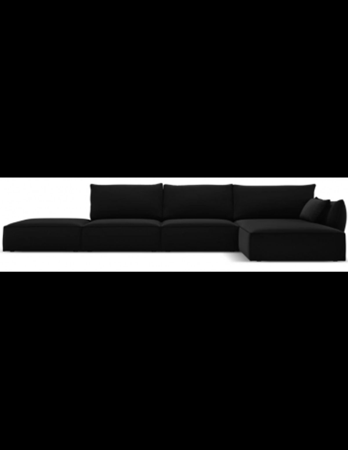 Kaelle højrevendt chaiselongsofa i velour B386 x D166 cm - Sort