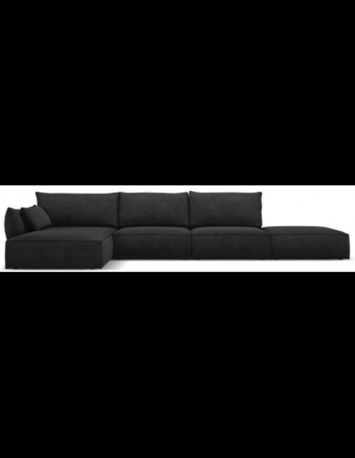 Kaelle venstrevendt chaiselongsofa i chenille B386 x D166 cm - Sort