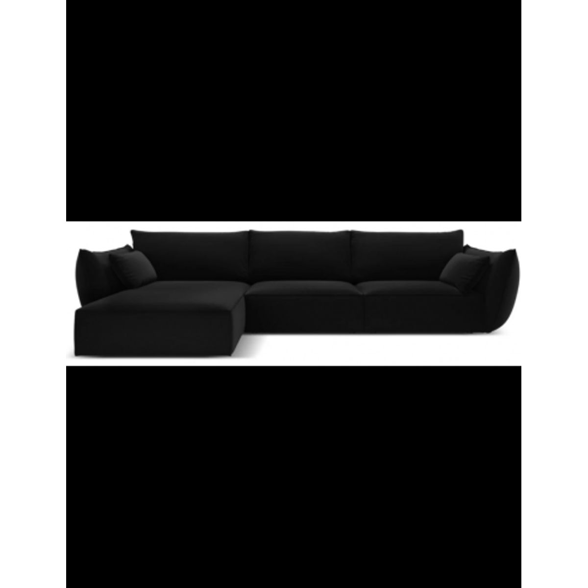 Kaelle venstrevendt chaiselongsofa i velour B308 x D171 cm - Sort