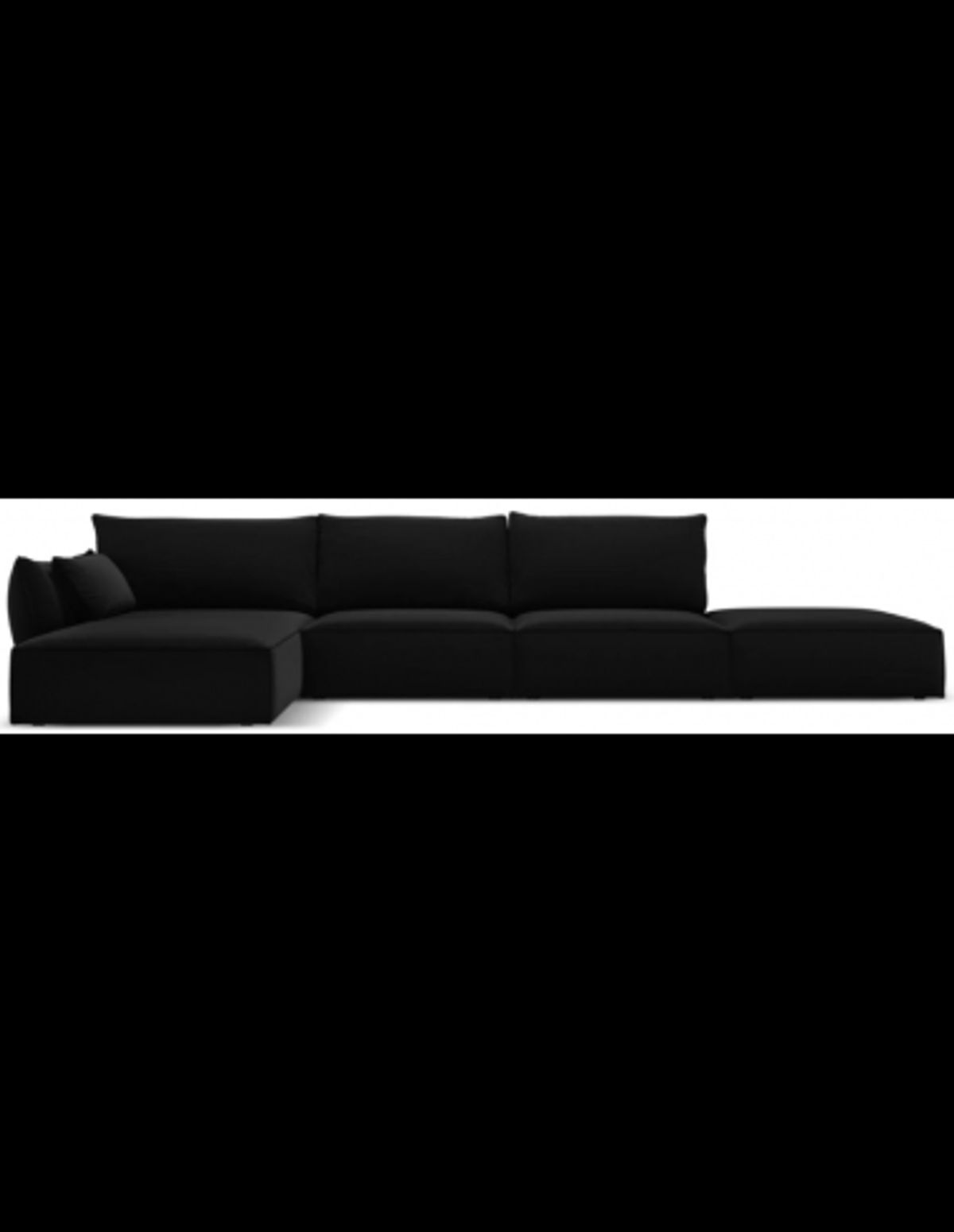 Kaelle venstrevendt chaiselongsofa i velour B386 x D166 cm - Sort