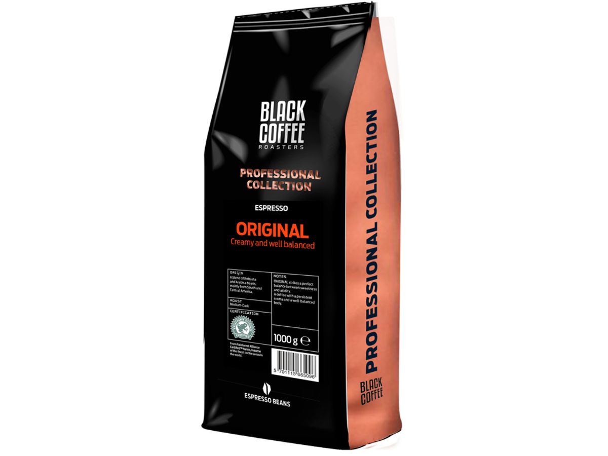 Kaffe Espresso Black Coffee Hele Bønner 1 kg.