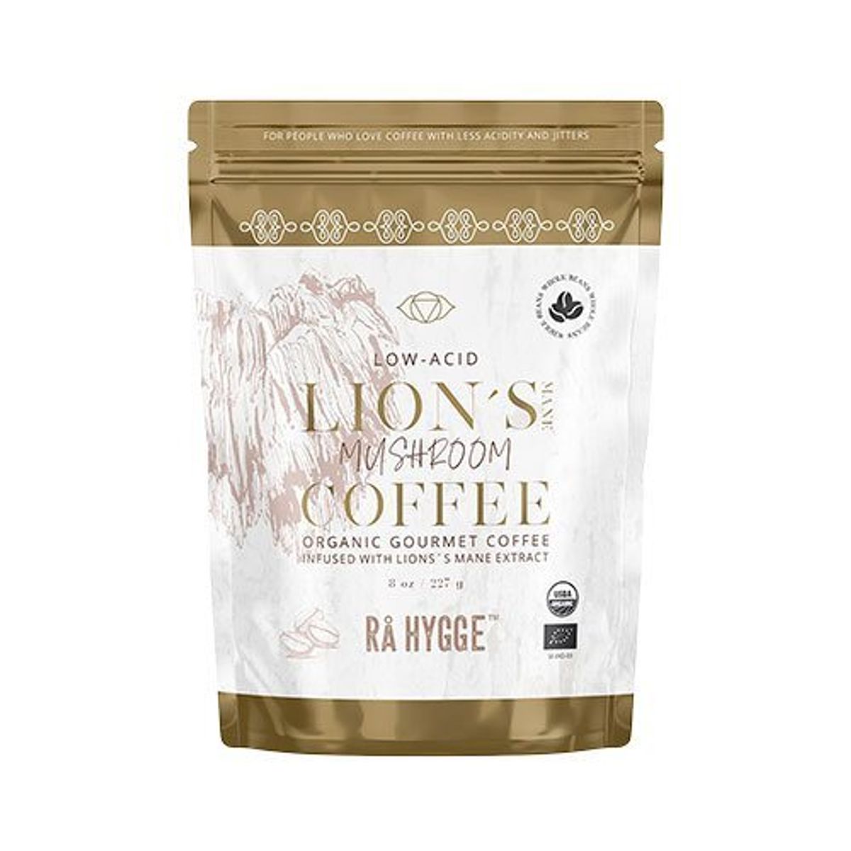 Kaffe m Lion´s Mane svampeekstrakt - hele bønner Økologisk - 227 gram