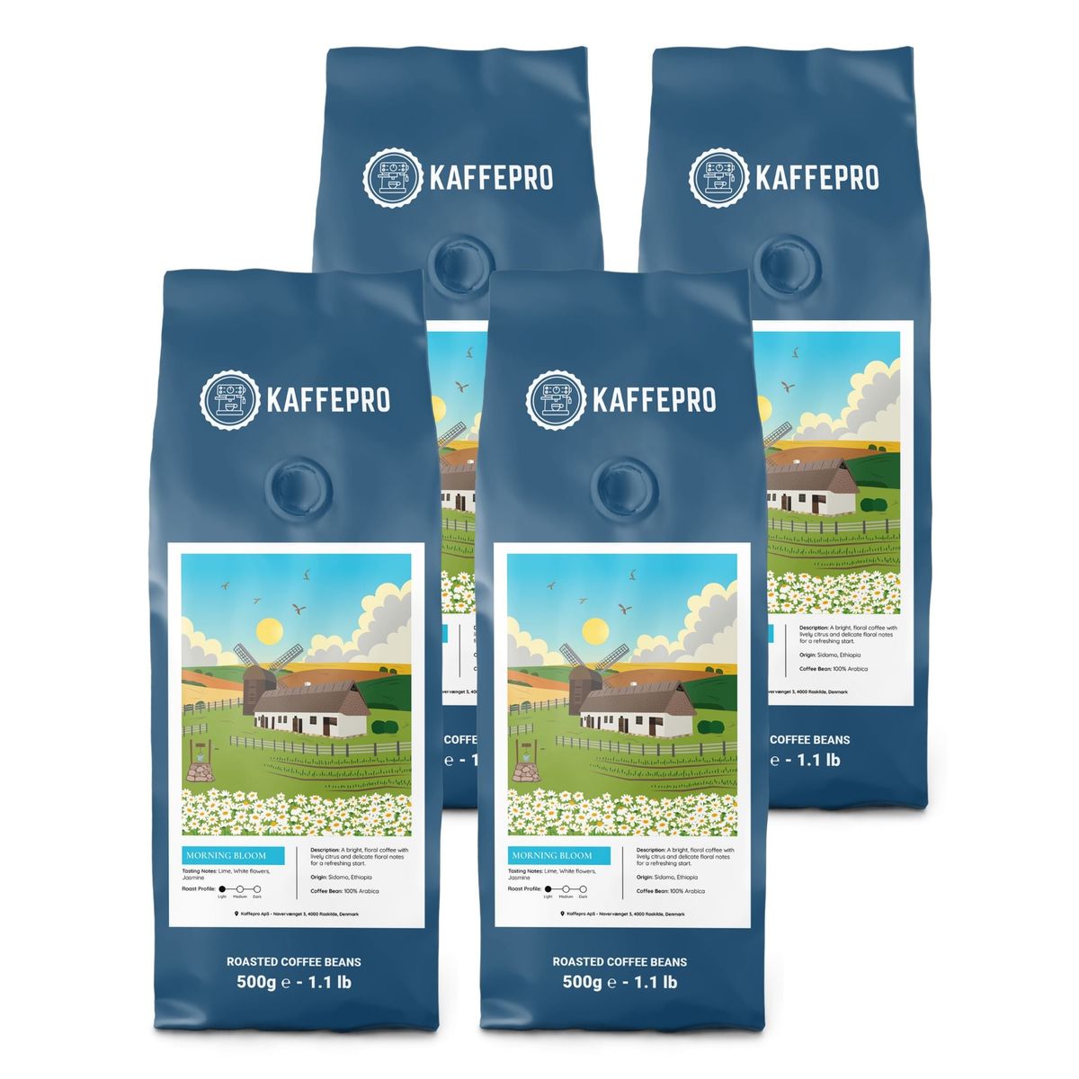 Kaffepro Morning Bloom - Kaffepakke: 4 x 500g Kaffebønner - 4 x 500g