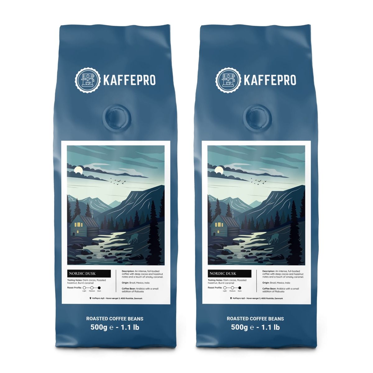 Kaffepro Nordic Dusk -Kaffepakke: 2 x 500g Kaffebønner - 2 x 500g