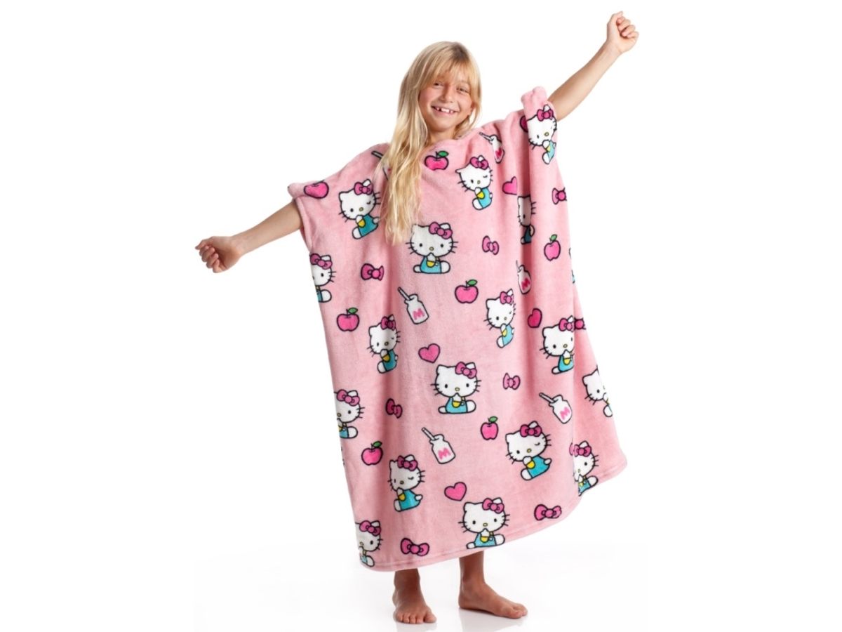 Kanguru Momonga Hello Kitty Plaid Og Tæppe Til Børn, Pink