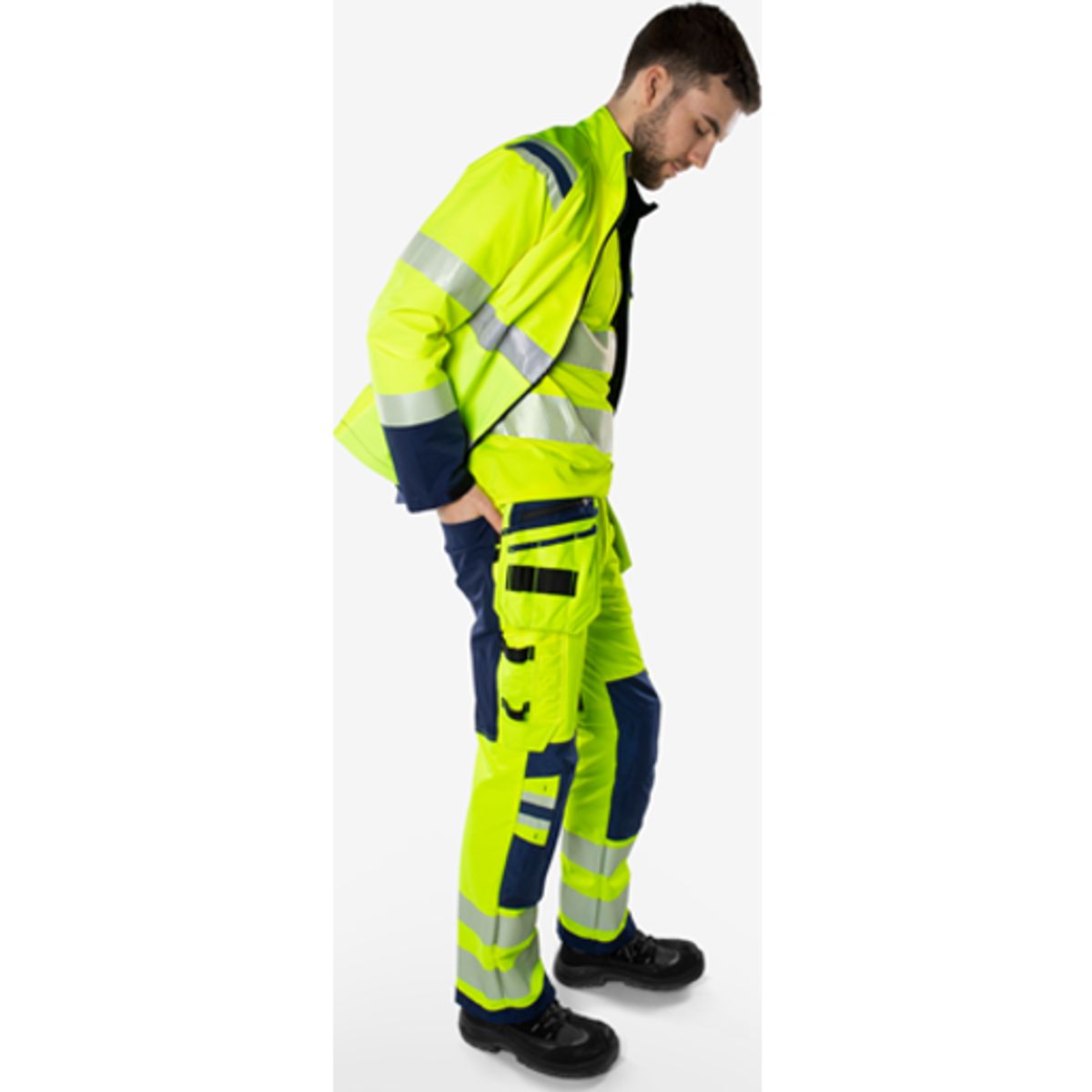 Kansas arbejdsbukser 134188, high-vis gul/marine str. D150