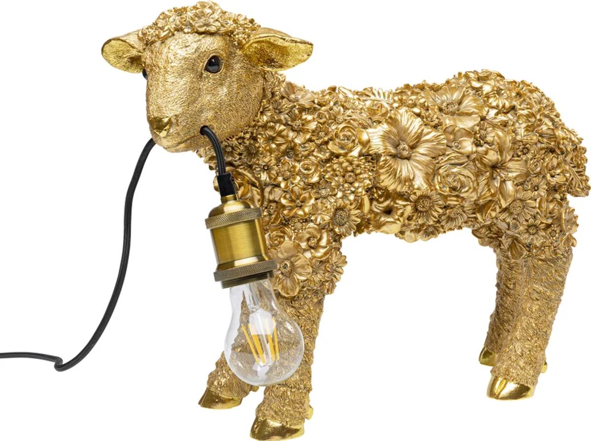 KARE DESIGN Animal Flower Sheep bordlampe - guld polyresin