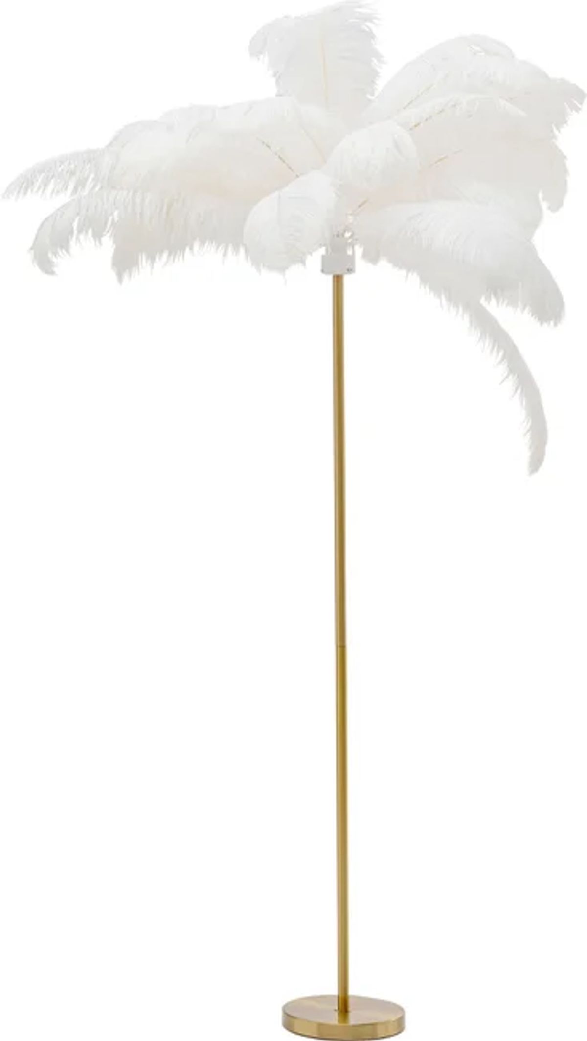 KARE DESIGN Feather Palm gulvlampe - hvid strudsefjer og messing stål