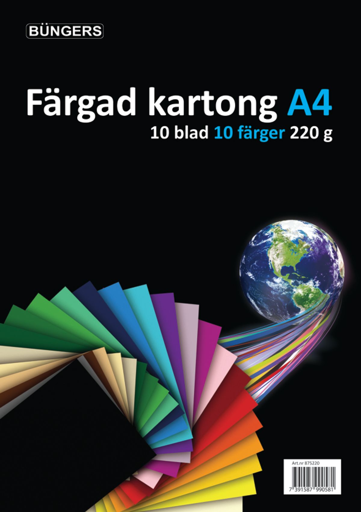 Karton A4 220 gr. ass. farver (10)