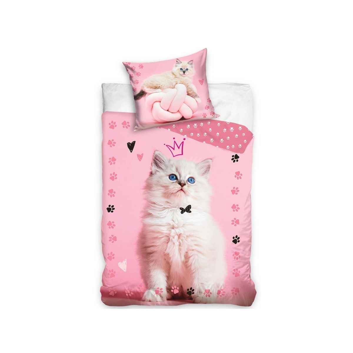 Katte Pink Sengetøj 140 X 200, 100 Procent Bomuld