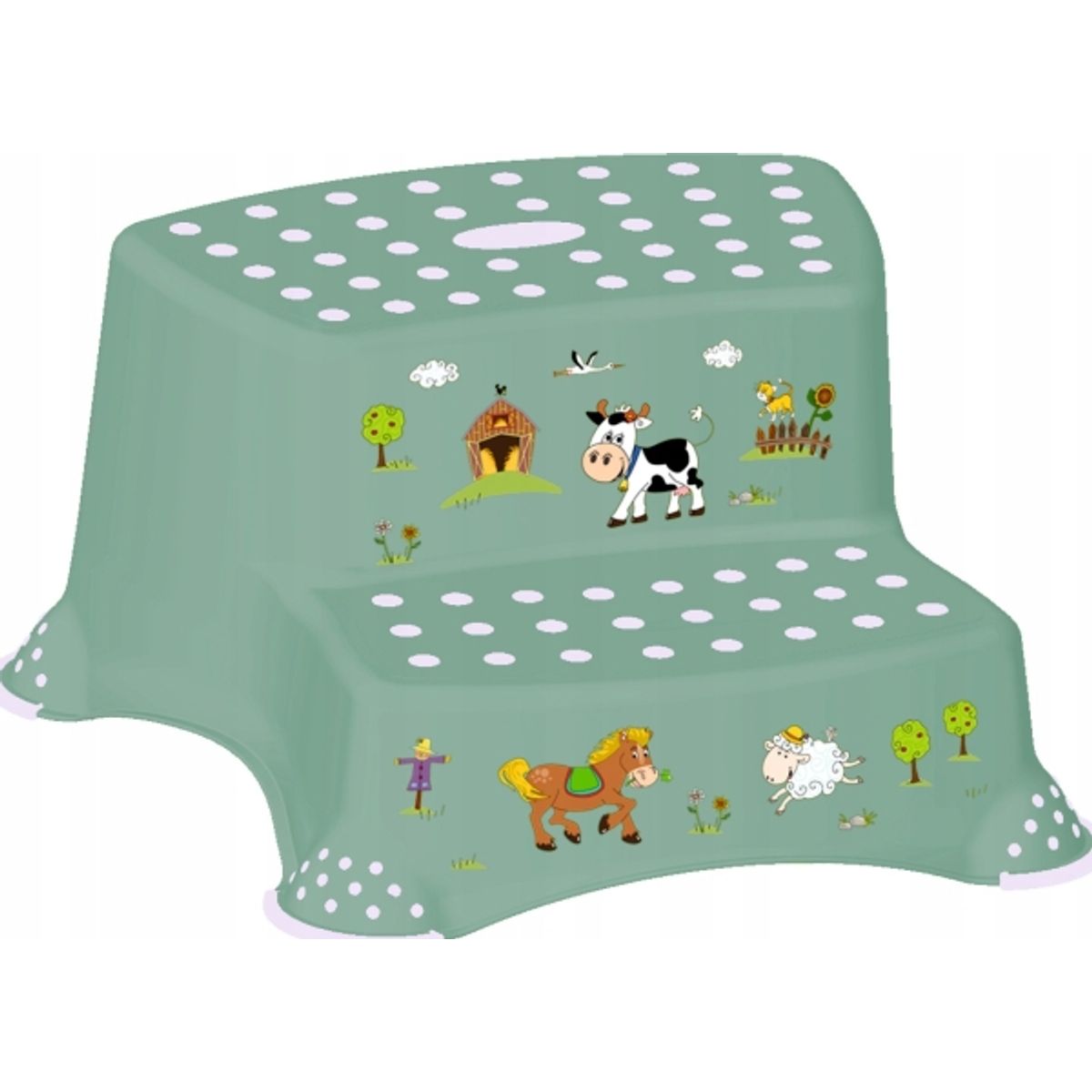 Keeeper Double Step Stool Funny Farm, Green, 10031