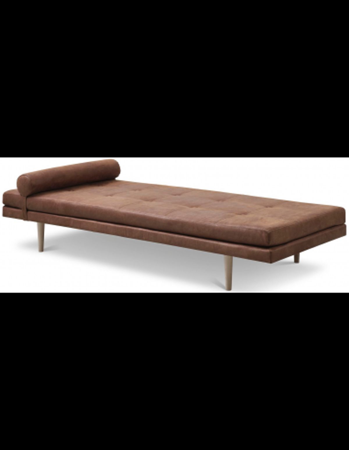 Kenny daybed i microlæder og træ 200 x 84 cm - Natur/Vintage kamelbrun