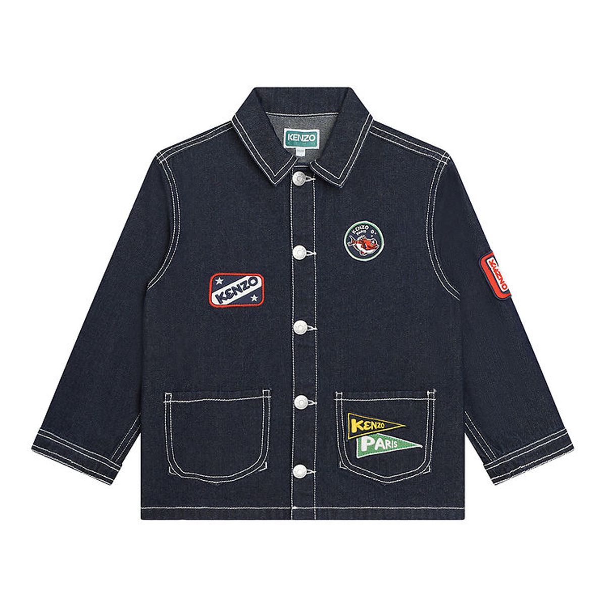 Kenzo Denimjakke - Raw Denim m. Patches