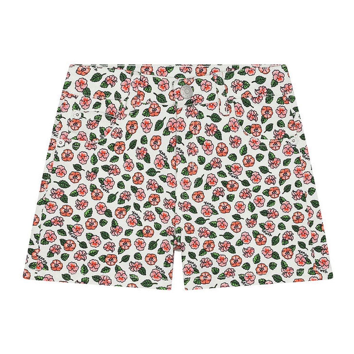 Kenzo Shorts - Denim - Ivory/Rosa m. Blomster