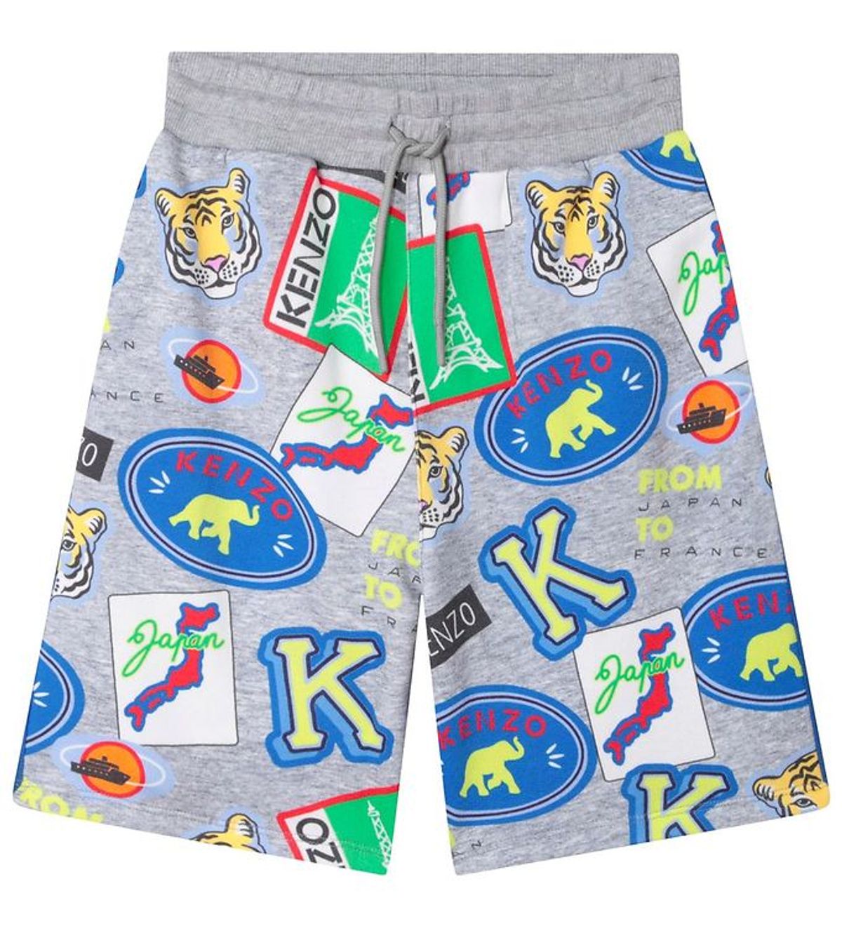 Kenzo Sweatshorts - Gråmeleret m. Print