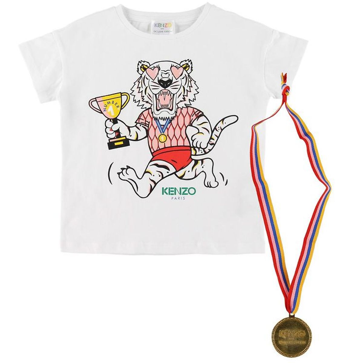 Kenzo T-shirt - Exclusive Edition - Hvid/Rosa m. Medalje