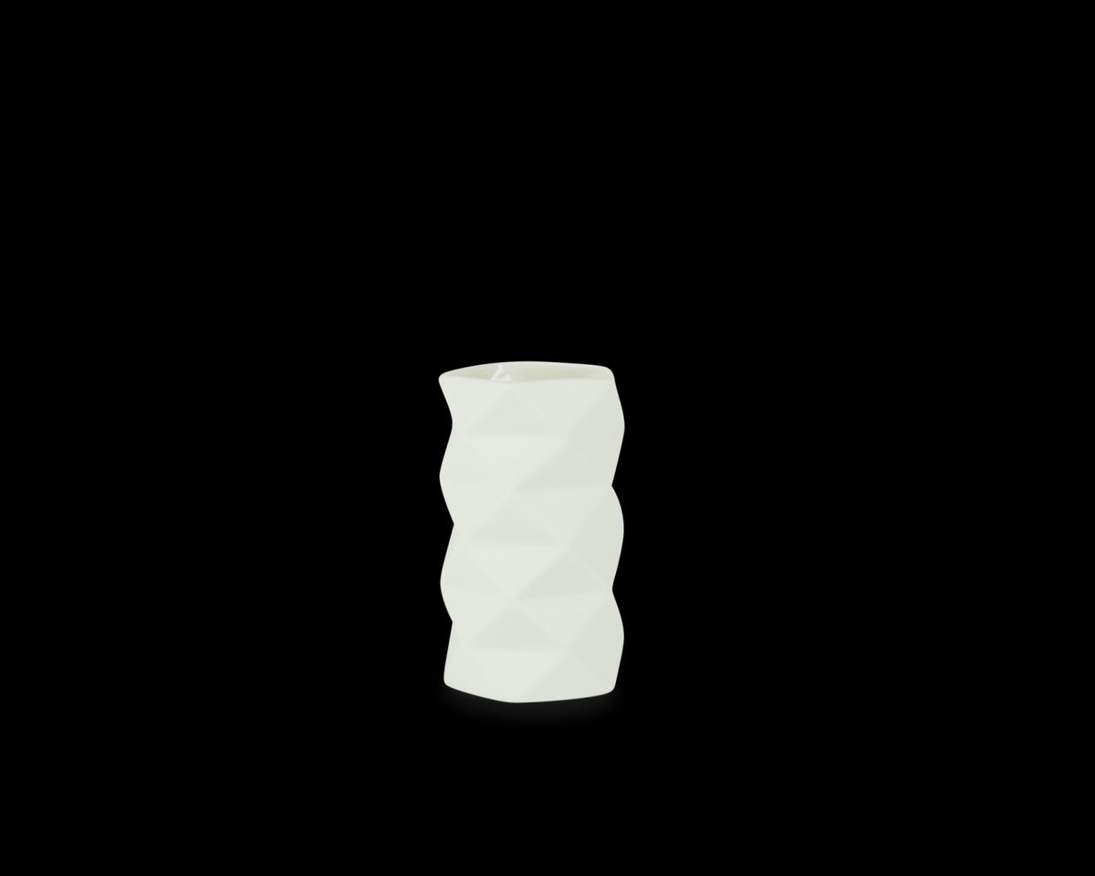 Keramik Vase Fold i Råhvid, mellem - 13 cm