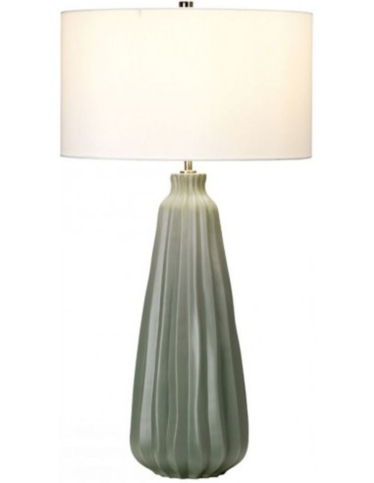 Kew Bordlampe i keramik og faux silke H79,5 cm 1 x E27 - Sage grøn/Hvid