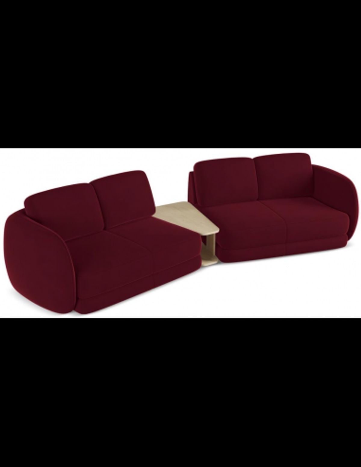 Kiana 4-personers modulsofa i velour B310 cm - Bordeaux