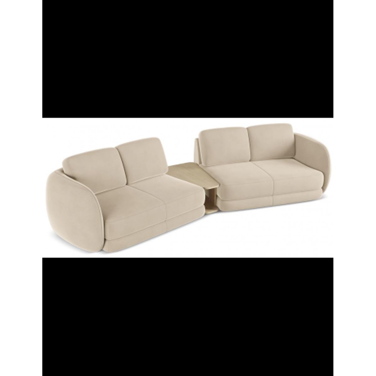 Kiana 4-personers modulsofa i velour B310 cm - Lys beige