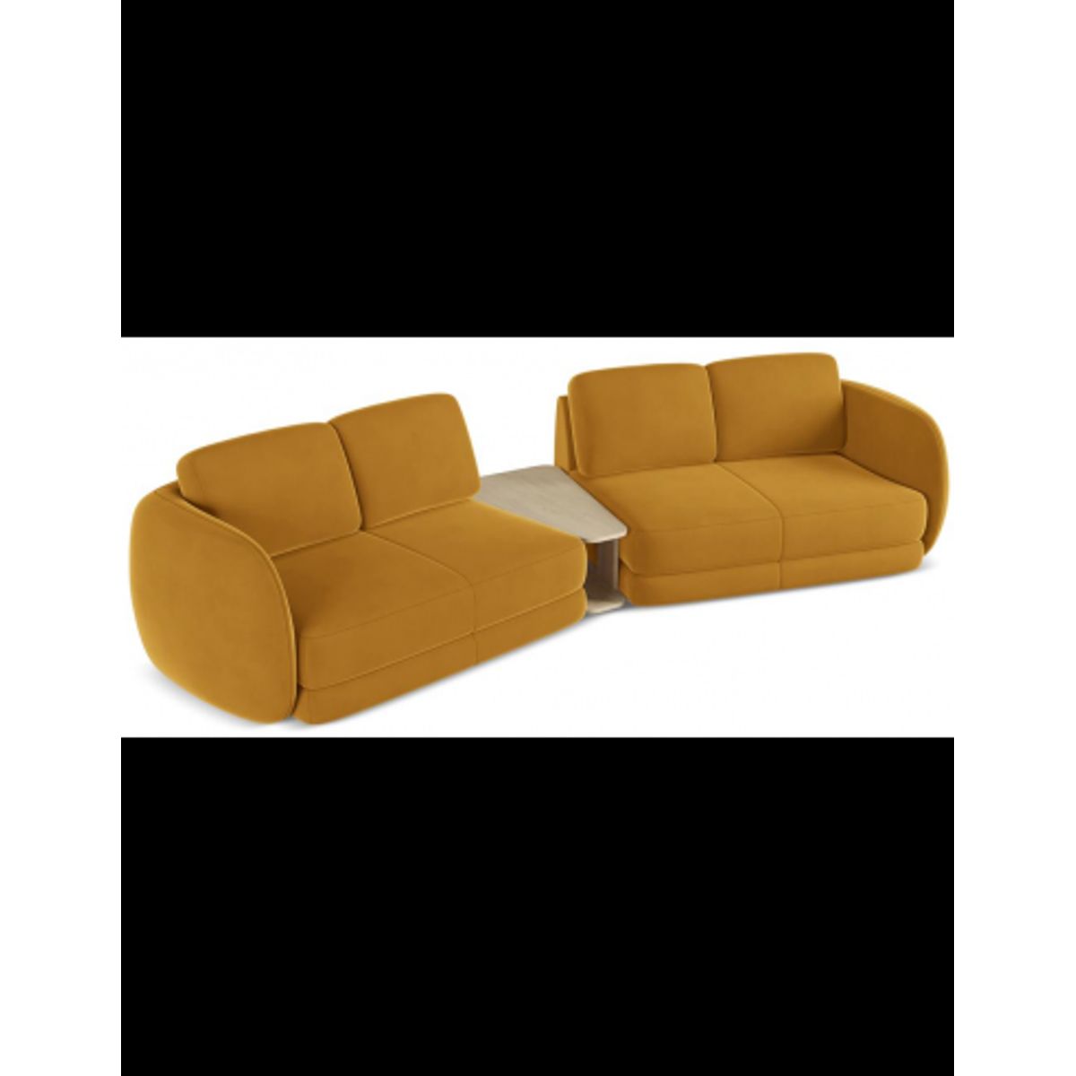 Kiana 4-personers modulsofa i velour B310 cm - Sennepsgul