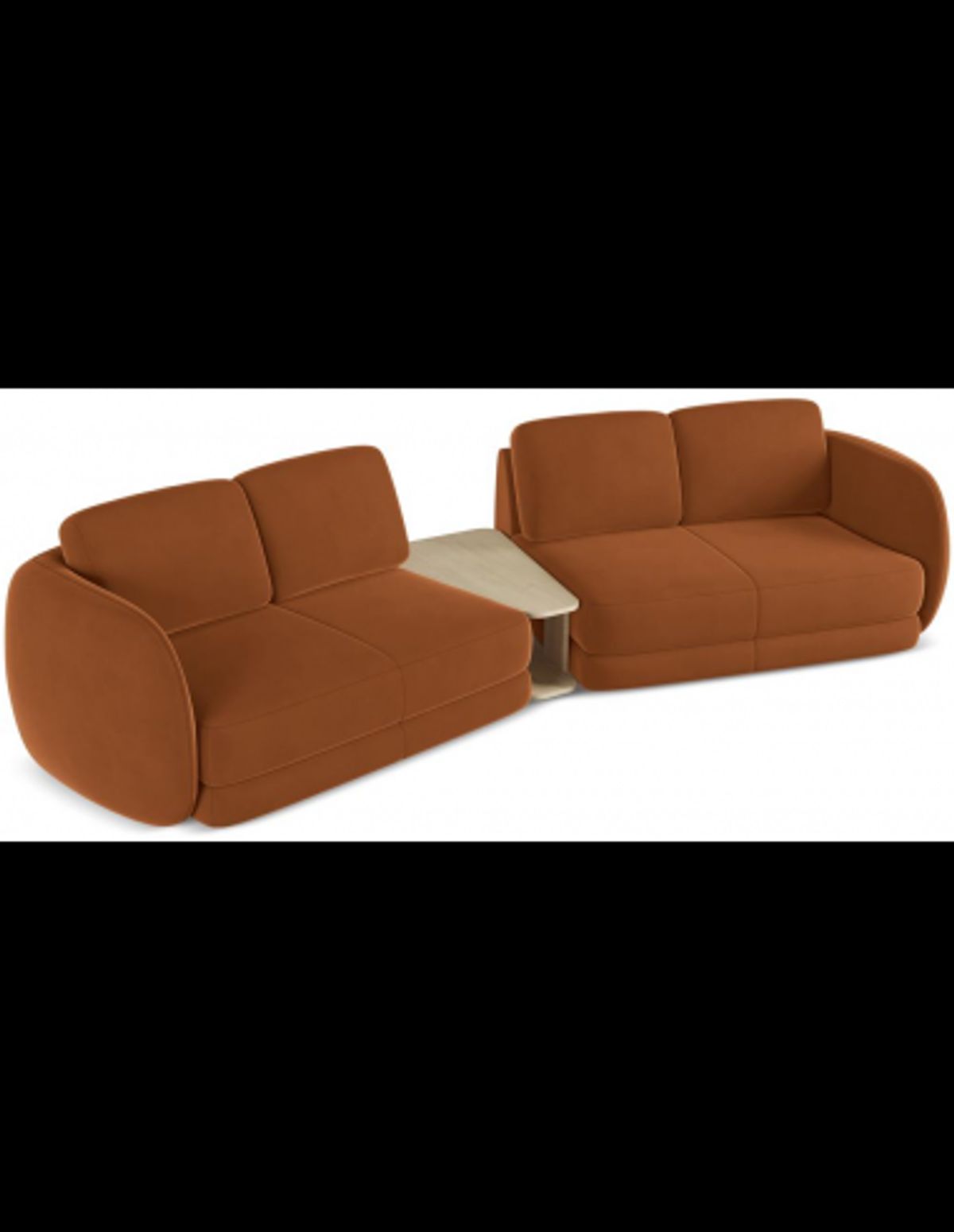 Kiana 4-personers modulsofa i velour B310 cm - Terracotta