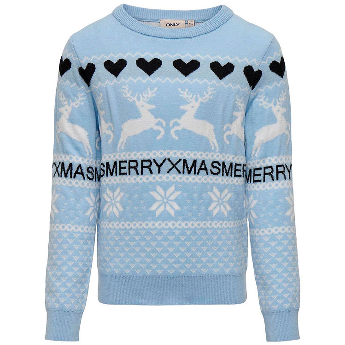 Kids Only Bluse - Strik - KogMerry Xmas - Cashmere Blue/Merry Xm