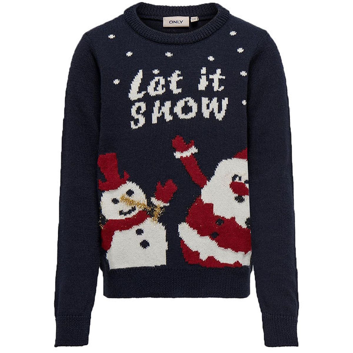 Kids Only Bluse - Strik - KogXmas Happy - Night Sky/Chiliepepper