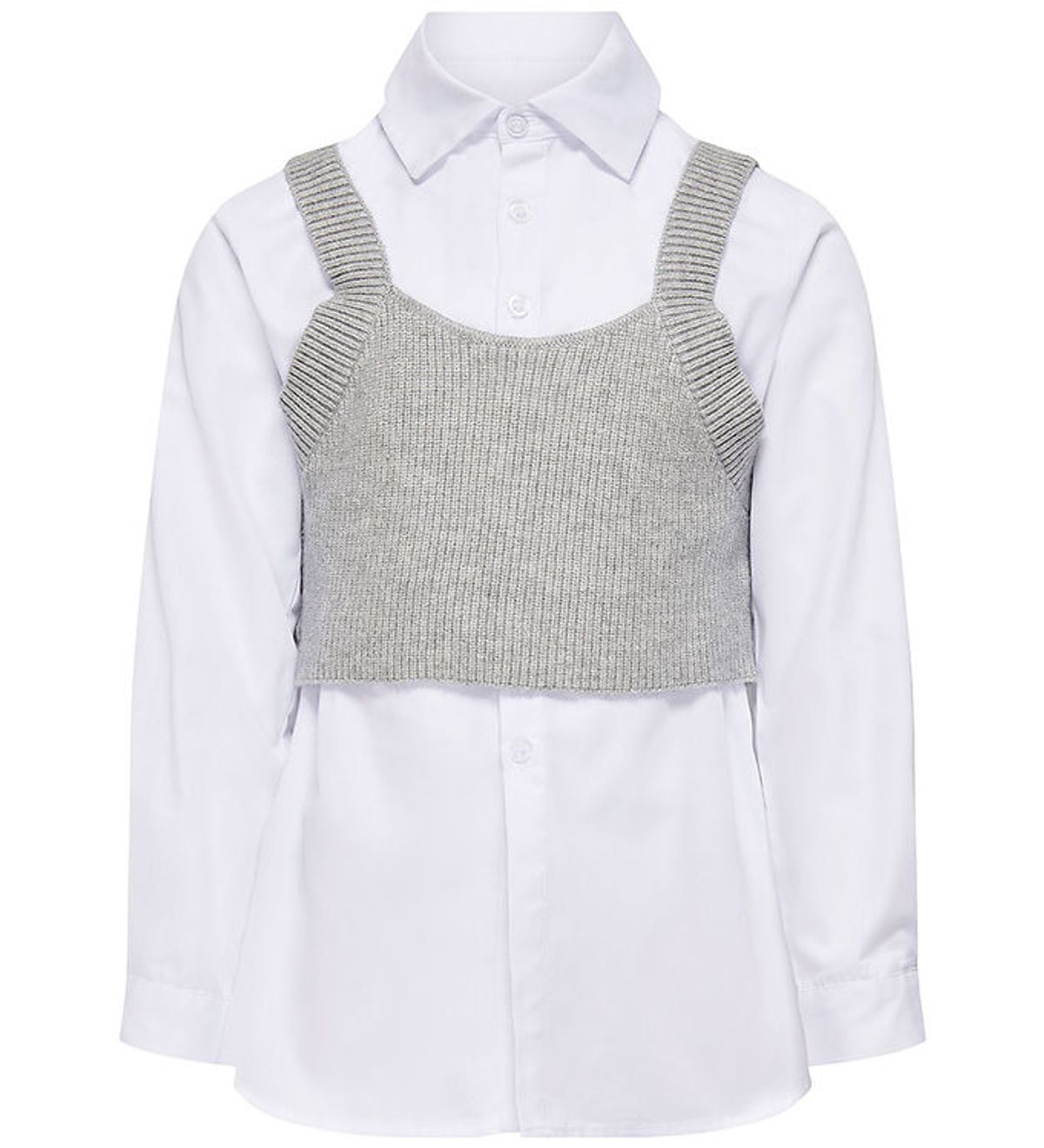 Kids Only Skjorte/Top - KogZoe - Strik - Cloud Dancer/Light Grey